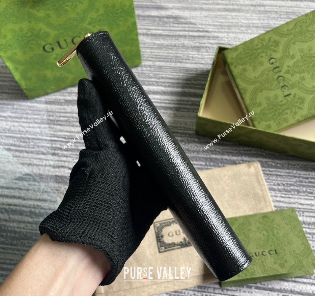 Gucci Zip around wallet with Gucci script 772642 leather Black 2024 (dlh-23122261)