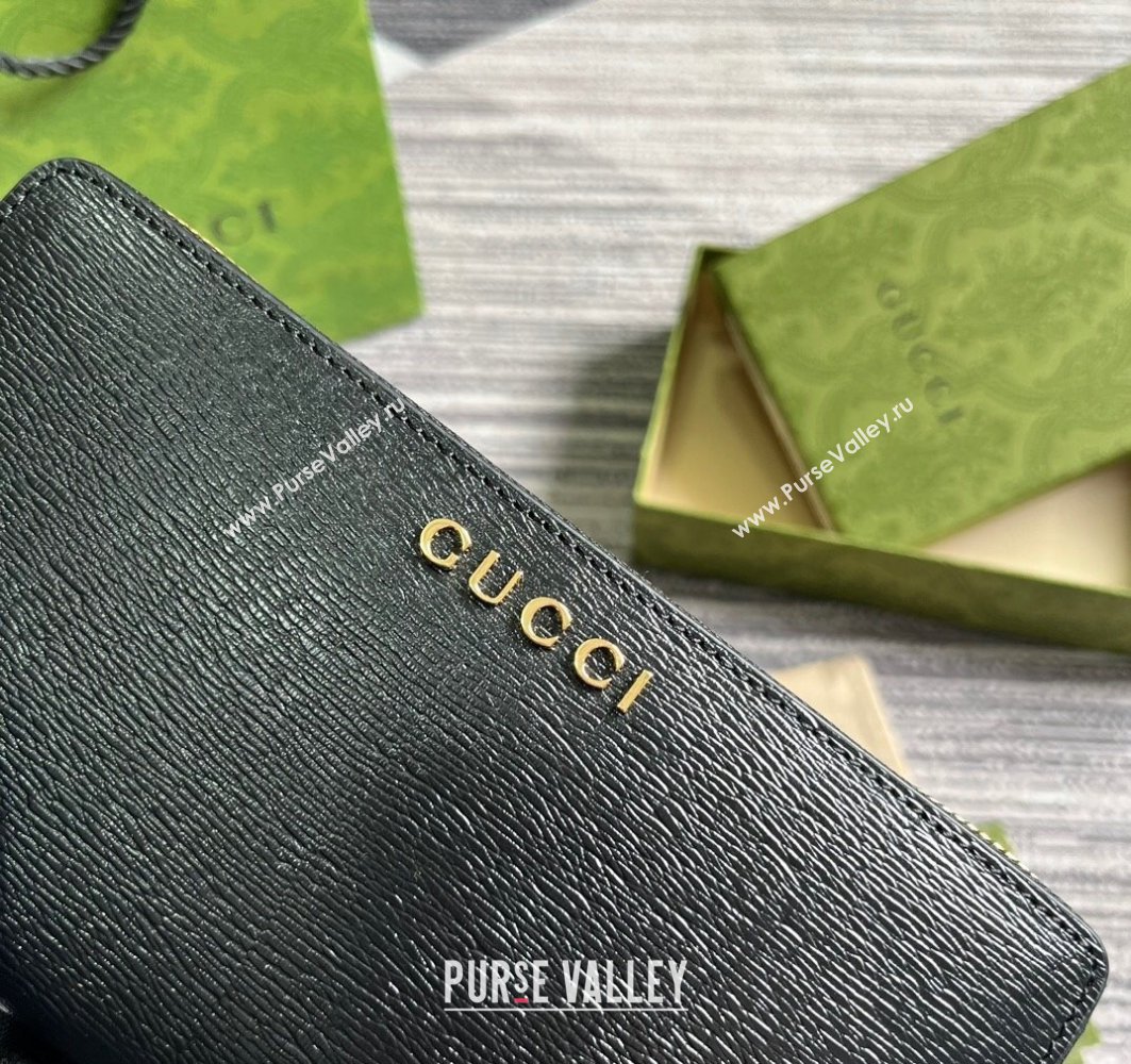 Gucci Zip around wallet with Gucci script 772642 leather Black 2024 (dlh-23122261)