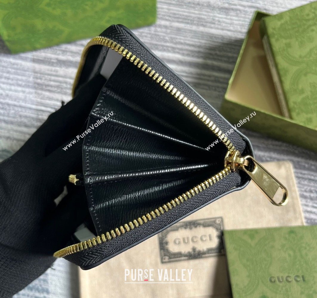 Gucci Zip around wallet with Gucci script 772642 leather Black 2024 (dlh-23122261)