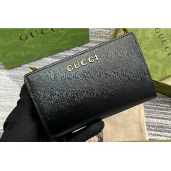 Gucci Zip around wallet with Gucci script 772640 leather Black 2024 (dlh-23122256)