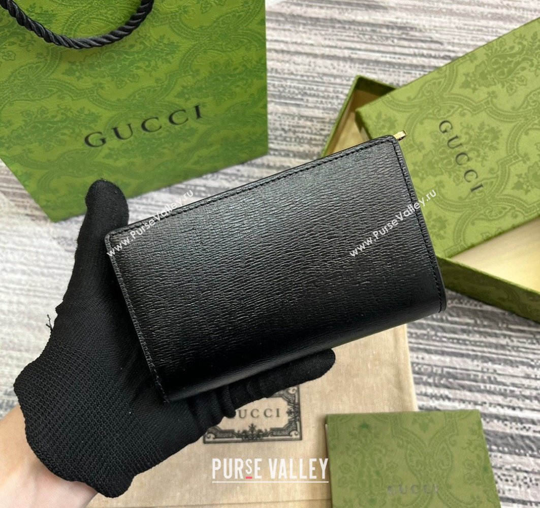 Gucci Zip around wallet with Gucci script 772640 leather Black 2024 (dlh-23122256)