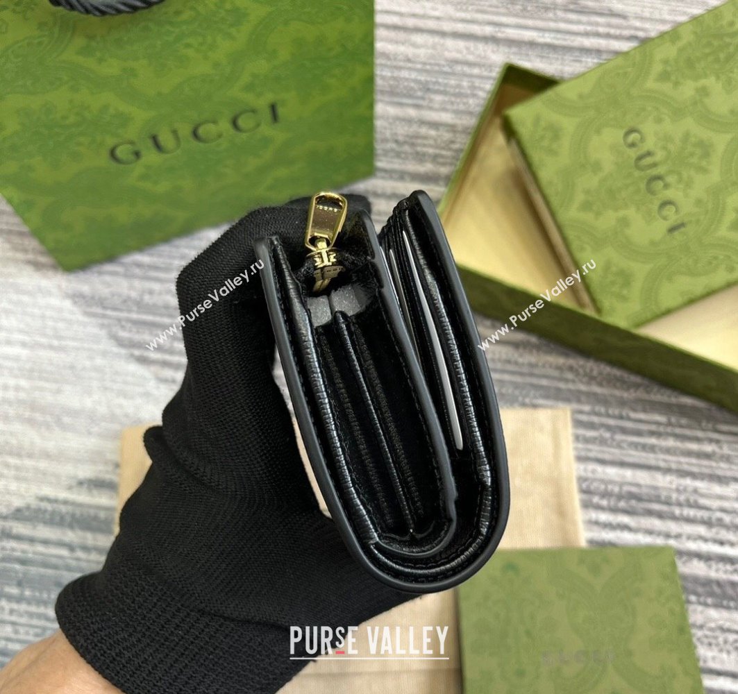 Gucci Zip around wallet with Gucci script 772640 leather Black 2024 (dlh-23122256)