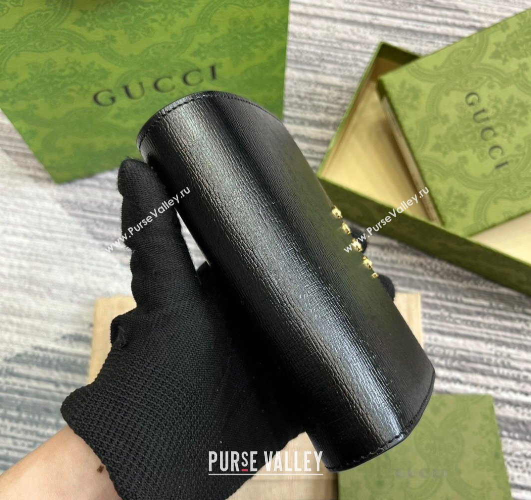 Gucci Zip around wallet with Gucci script 772640 leather Black 2024 (dlh-23122256)
