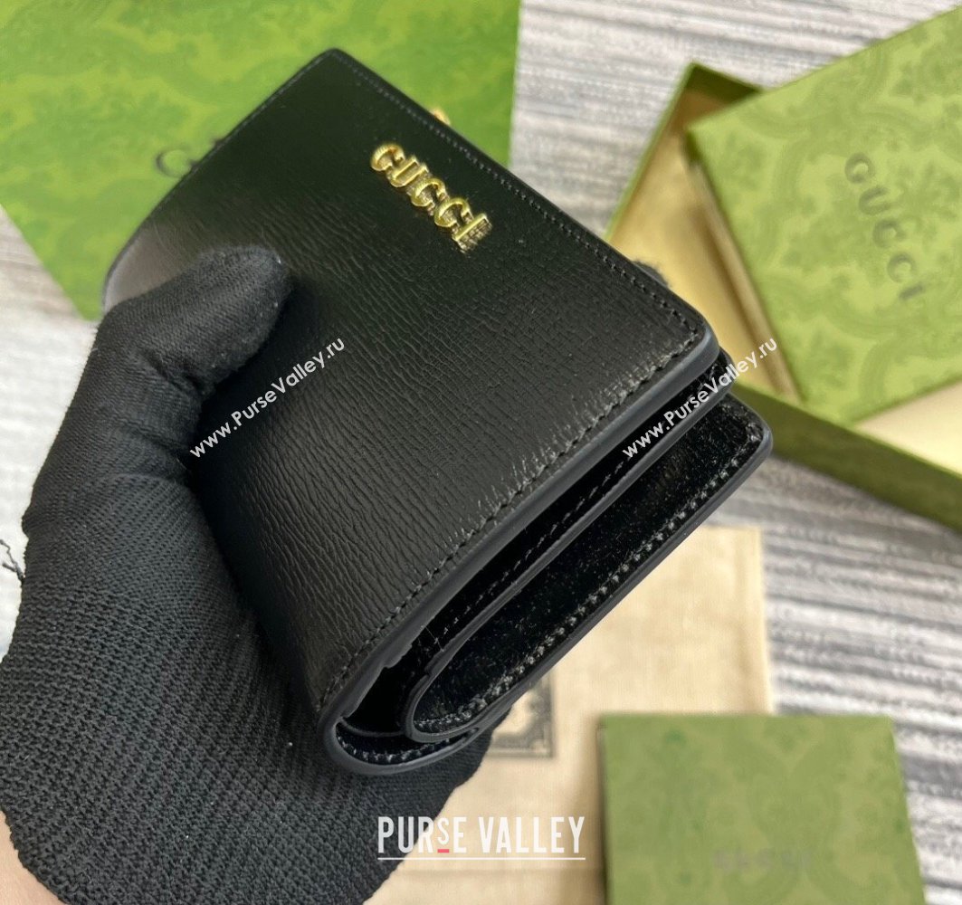 Gucci Zip around wallet with Gucci script 772640 leather Black 2024 (dlh-23122256)