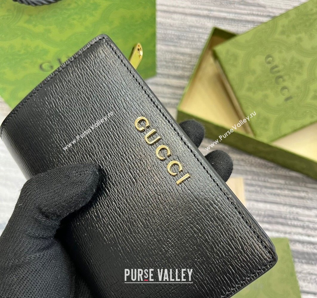 Gucci Zip around wallet with Gucci script 772640 leather Black 2024 (dlh-23122256)
