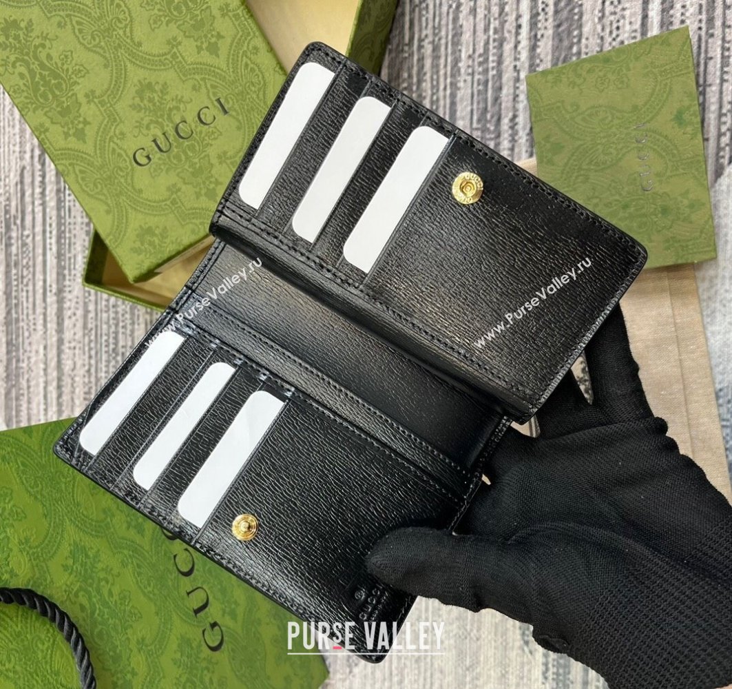 Gucci Zip around wallet with Gucci script 772640 leather Black 2024 (dlh-23122256)