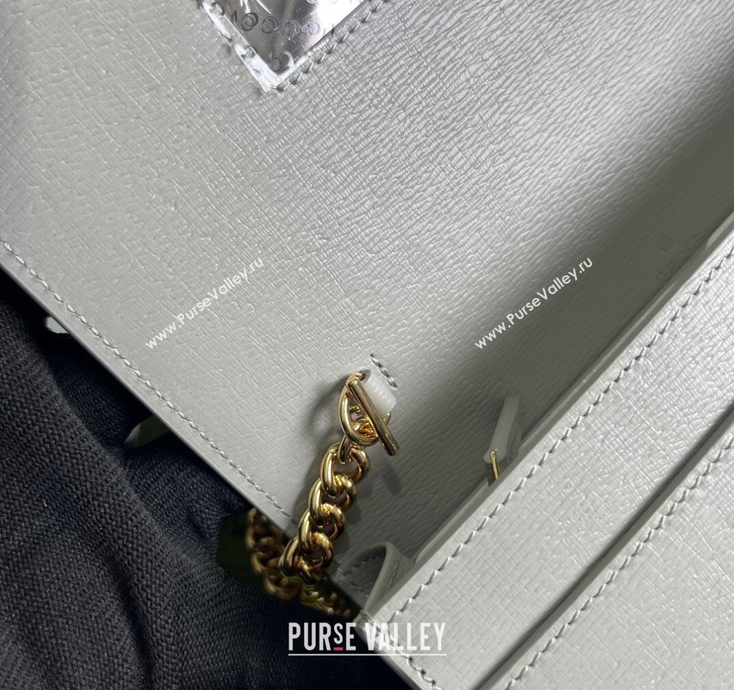 Gucci Chain wallet with Gucci script 772643 leather Light Gray 2024 (dlh-23122254)