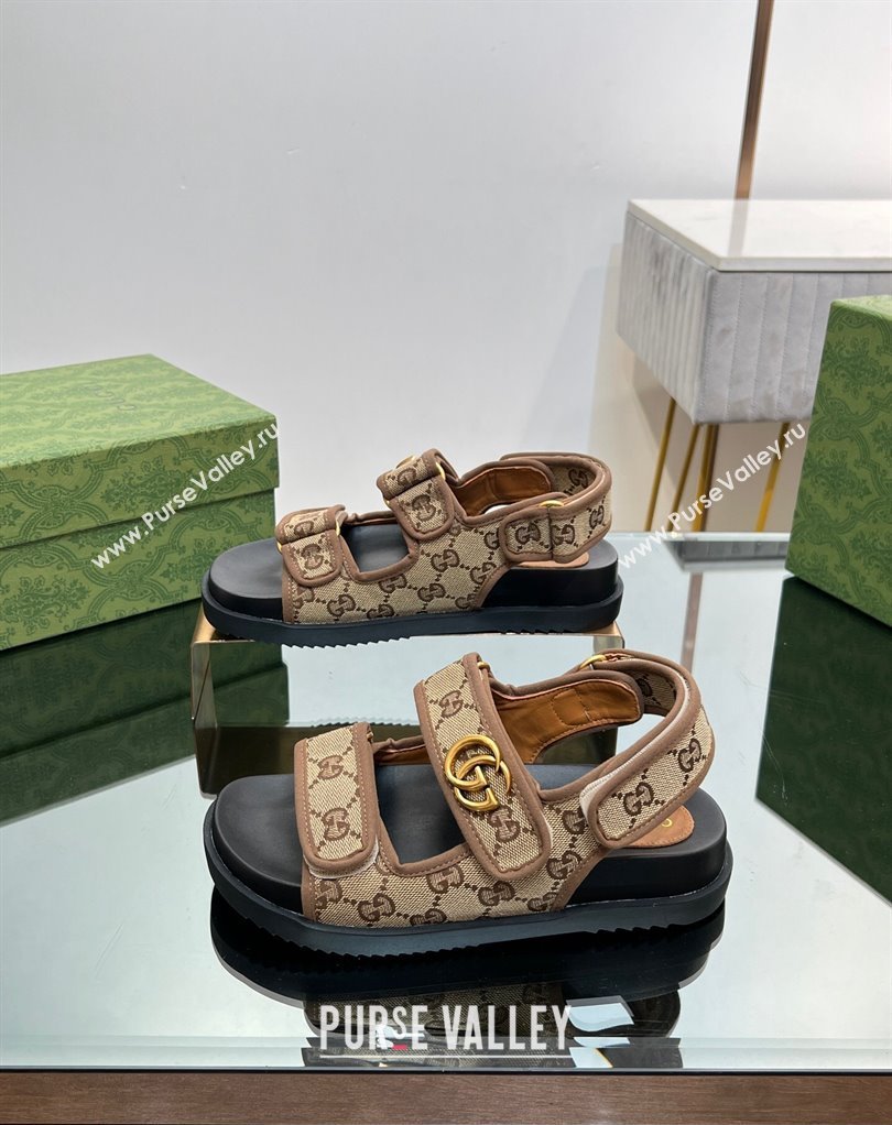 Gucci Double G sandals 771575 in Original GG canvas Beige 2024 (modeng-23122103)