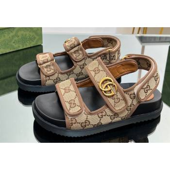 Gucci Double G sandals 771575 in Original GG canvas Beige 2024 (modeng-23122103)