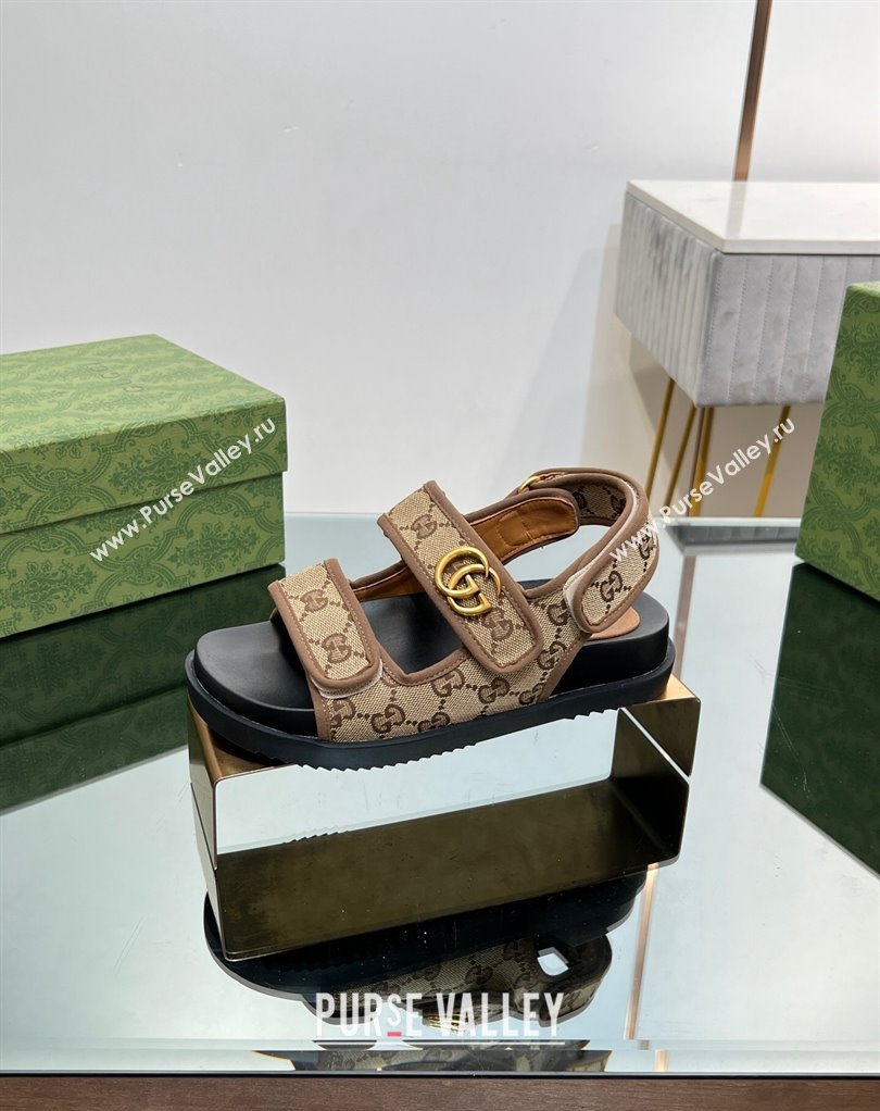 Gucci Double G sandals 771575 in Original GG canvas Beige 2024 (modeng-23122103)