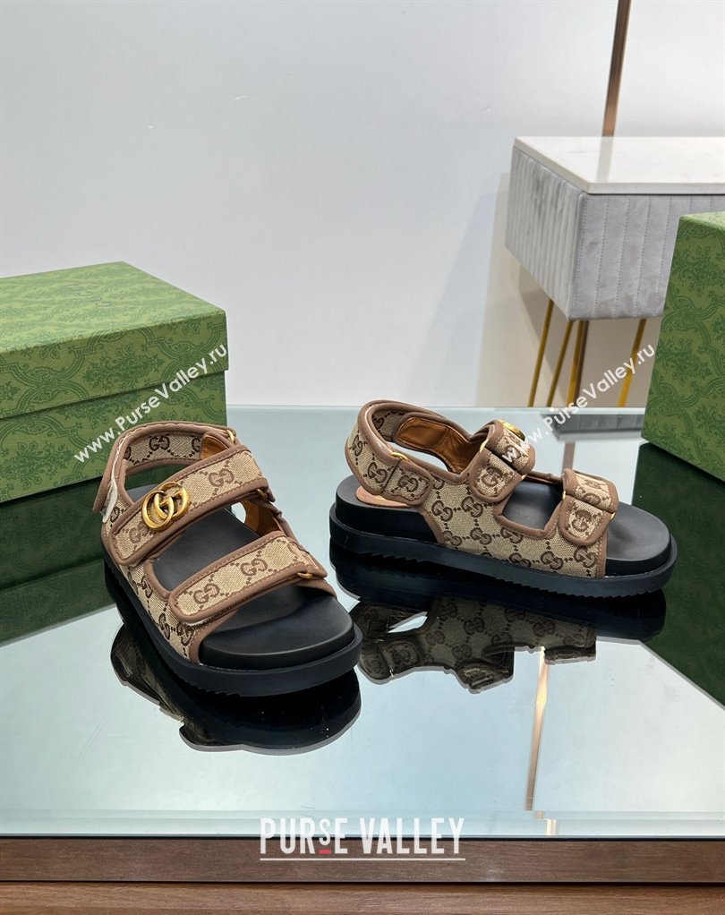 Gucci Double G sandals 771575 in Original GG canvas Beige 2024 (modeng-23122103)