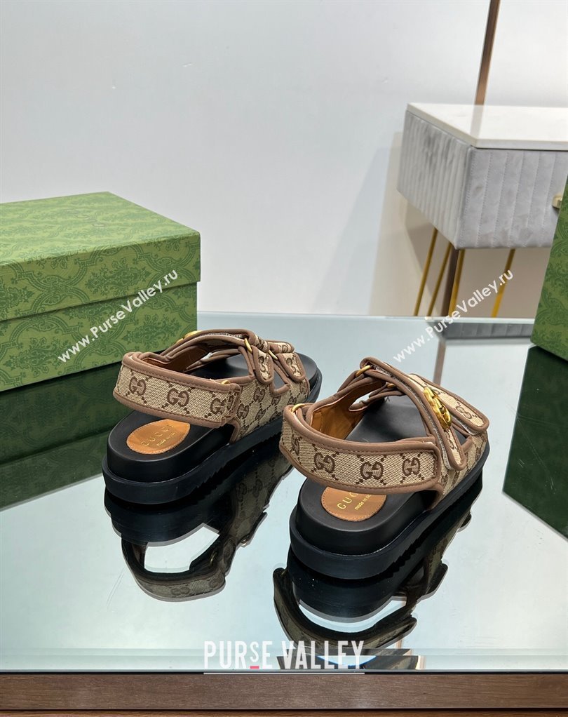 Gucci Double G sandals 771575 in Original GG canvas Beige 2024 (modeng-23122103)