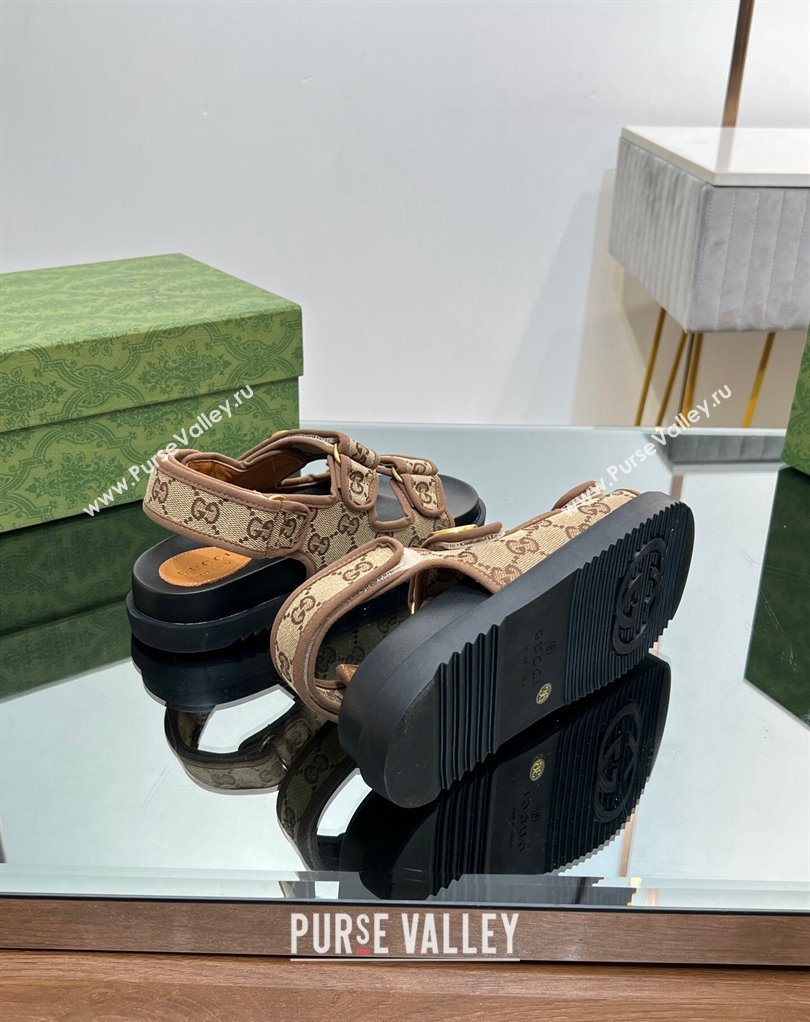Gucci Double G sandals 771575 in Original GG canvas Beige 2024 (modeng-23122103)
