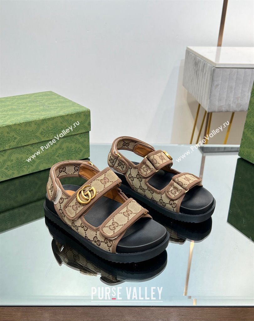 Gucci Double G sandals 771575 in Original GG canvas Beige 2024 (modeng-23122103)