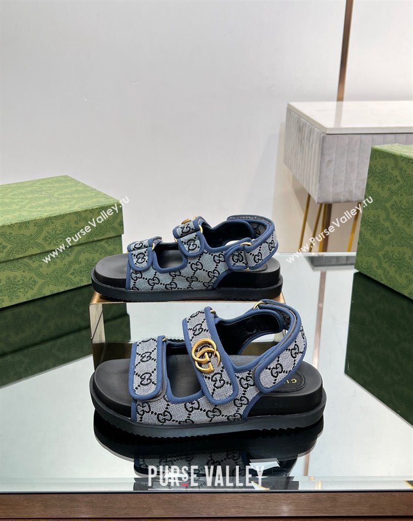 Gucci Double G sandals 771575 in Original GG canvas Blue 2024 (modeng-23122102)