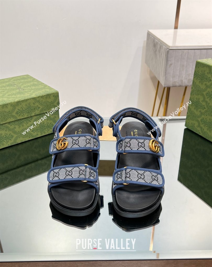 Gucci Double G sandals 771575 in Original GG canvas Blue 2024 (modeng-23122102)