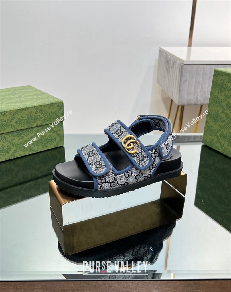 Gucci Double G sandals 771575 in Original GG canvas Blue 2024 (modeng-23122102)