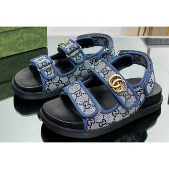 Gucci Double G sandals 771575 in Original GG canvas Blue 2024 (modeng-23122102)