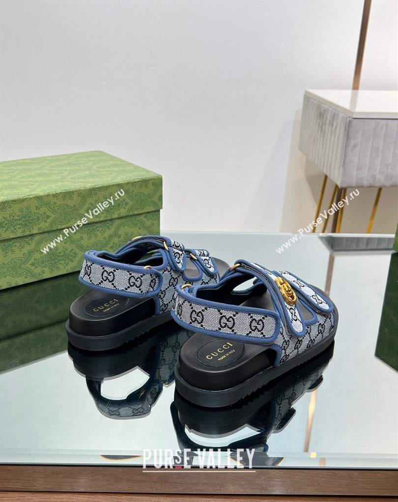 Gucci Double G sandals 771575 in Original GG canvas Blue 2024 (modeng-23122102)