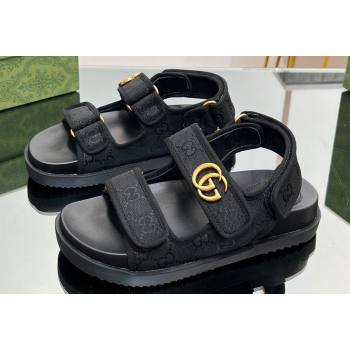 Gucci Double G sandals 771575 in Original GG canvas Black 2024 (modeng-23122101)