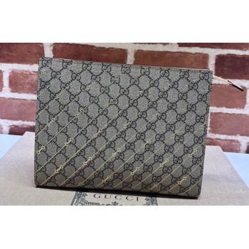 Gucci Pouch Bag with Horsebit print 774345 GG canvas and Light pink leather trim 2024 (dlh-23122247)