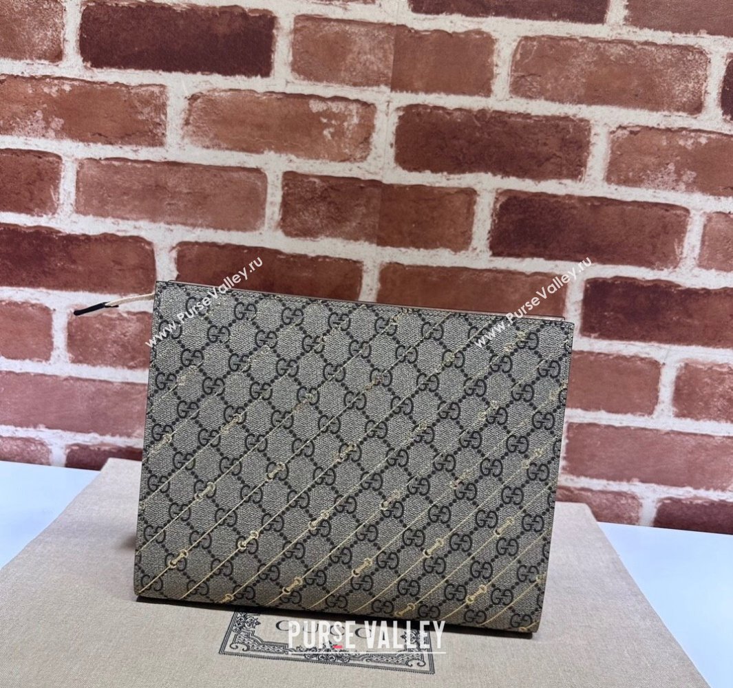 Gucci Pouch Bag with Horsebit print 774345 GG canvas and Light pink leather trim 2024 (dlh-23122247)