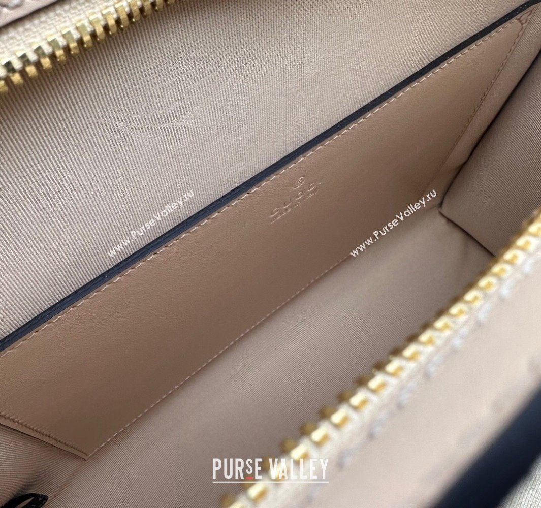 Gucci Pouch Bag with Horsebit print 774345 GG canvas and Light pink leather trim 2024 (dlh-23122247)