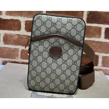 Gucci Sling backpack bag with Interlocking G 696016 beige and ebony Supreme 2024 (dlh-23122242)