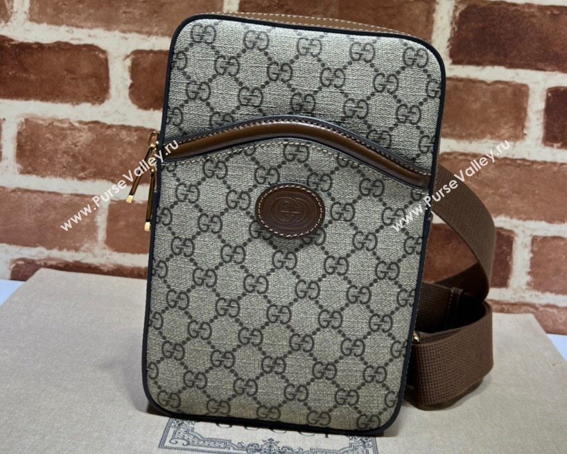 Gucci Sling backpack bag with Interlocking G 696016 beige and ebony Supreme 2024 (dlh-23122242)