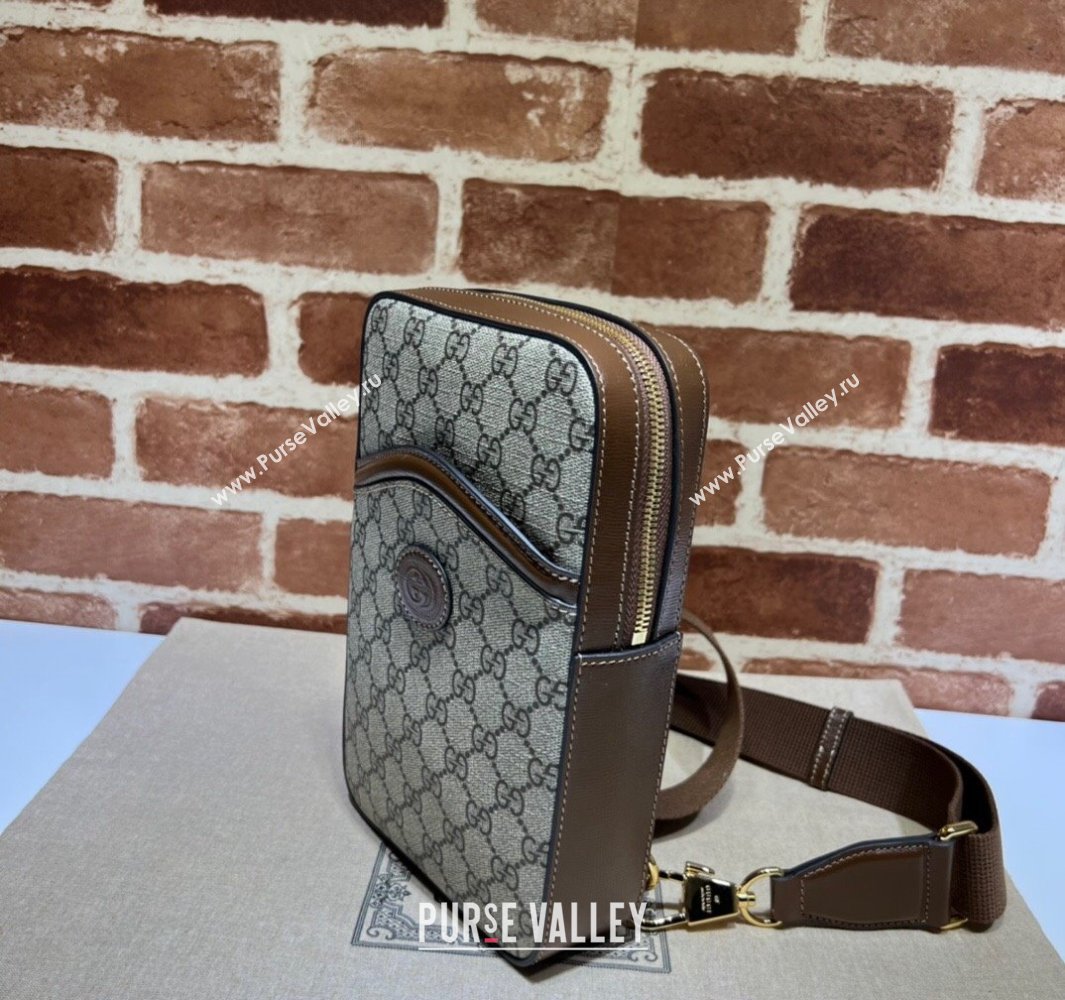 Gucci Sling backpack bag with Interlocking G 696016 beige and ebony Supreme 2024 (dlh-23122242)