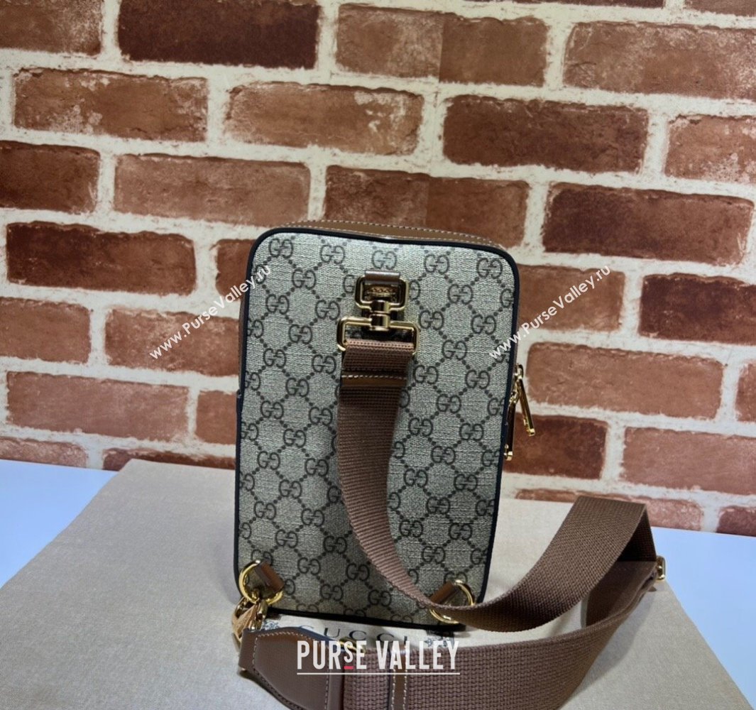 Gucci Sling backpack bag with Interlocking G 696016 beige and ebony Supreme 2024 (dlh-23122242)
