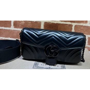 Gucci GG Marmont shoulder bag 734814 leather Black with Brass hardware 2024 (dlh-23122205)