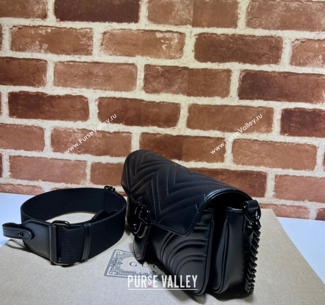 Gucci GG Marmont shoulder bag 734814 leather Black with Brass hardware 2024 (dlh-23122205)