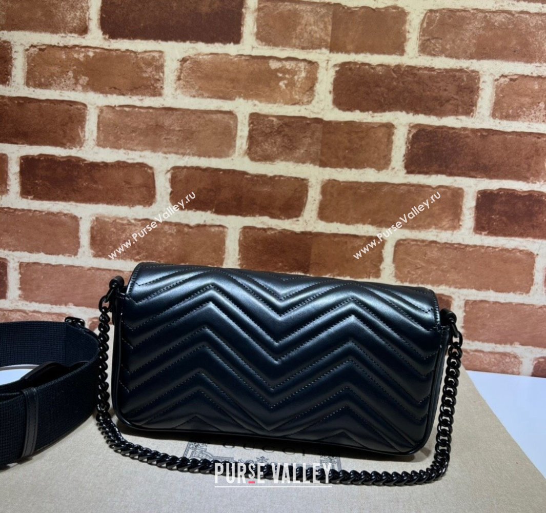 Gucci GG Marmont shoulder bag 734814 leather Black with Brass hardware 2024 (dlh-23122205)