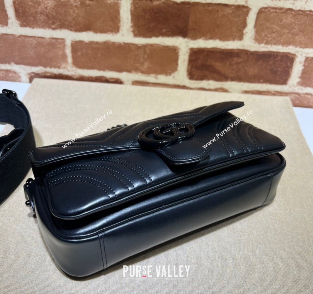 Gucci GG Marmont shoulder bag 734814 leather Black with Brass hardware 2024 (dlh-23122205)