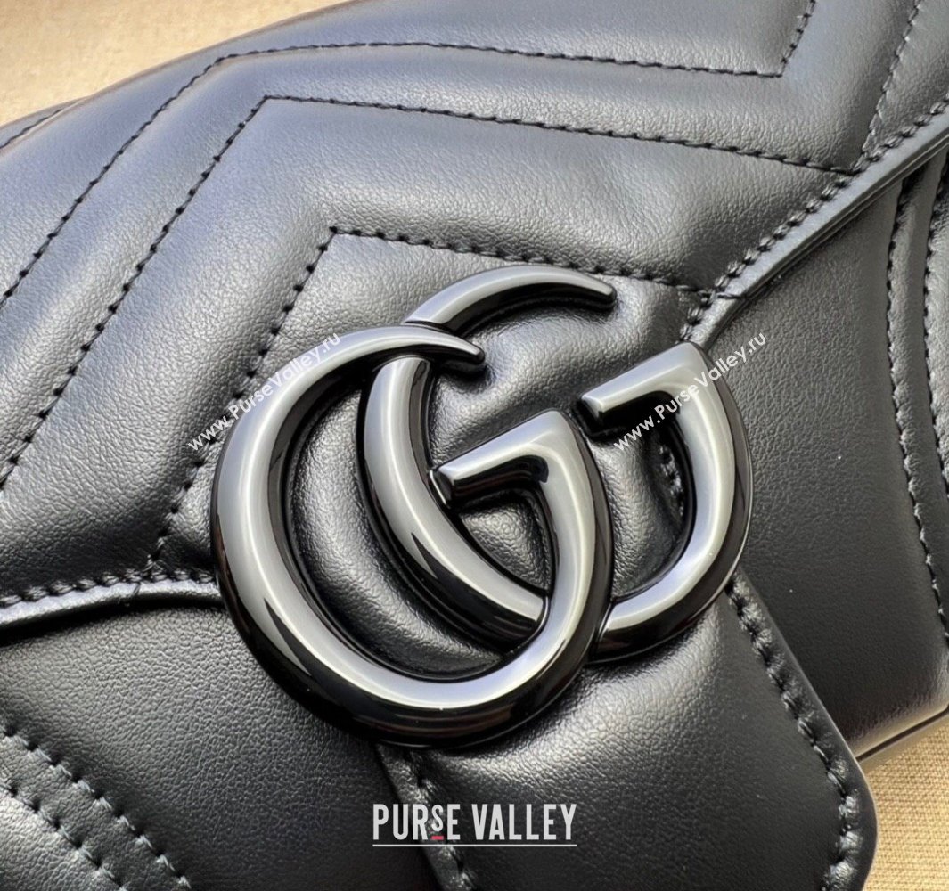 Gucci GG Marmont shoulder bag 734814 leather Black with Brass hardware 2024 (dlh-23122205)