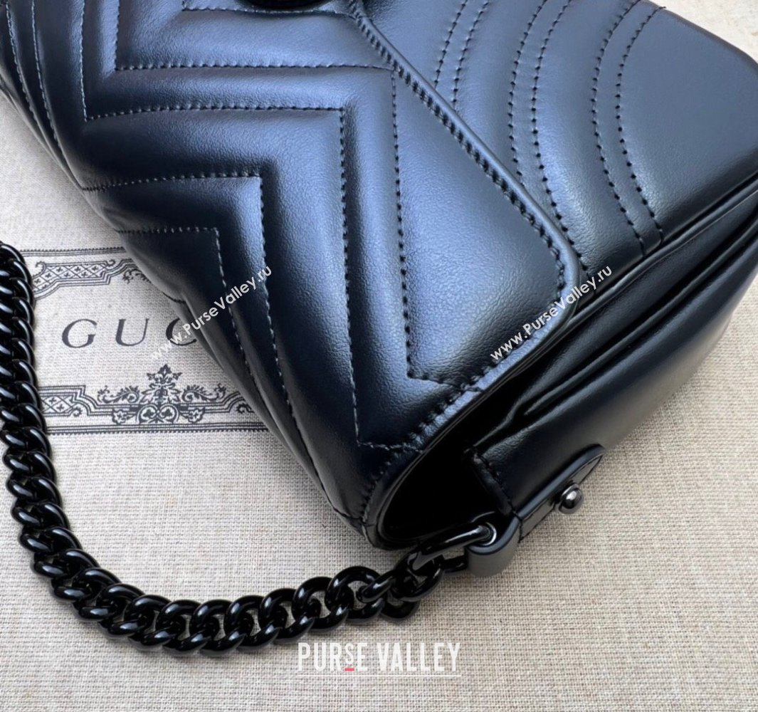Gucci GG Marmont shoulder bag 734814 leather Black with Brass hardware 2024 (dlh-23122205)