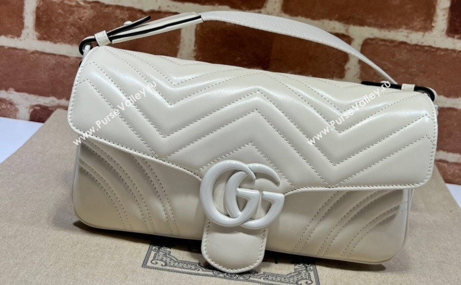 Gucci GG Marmont shoulder bag 734814 leather White with Brass hardware 2024 (dlh-23122206)
