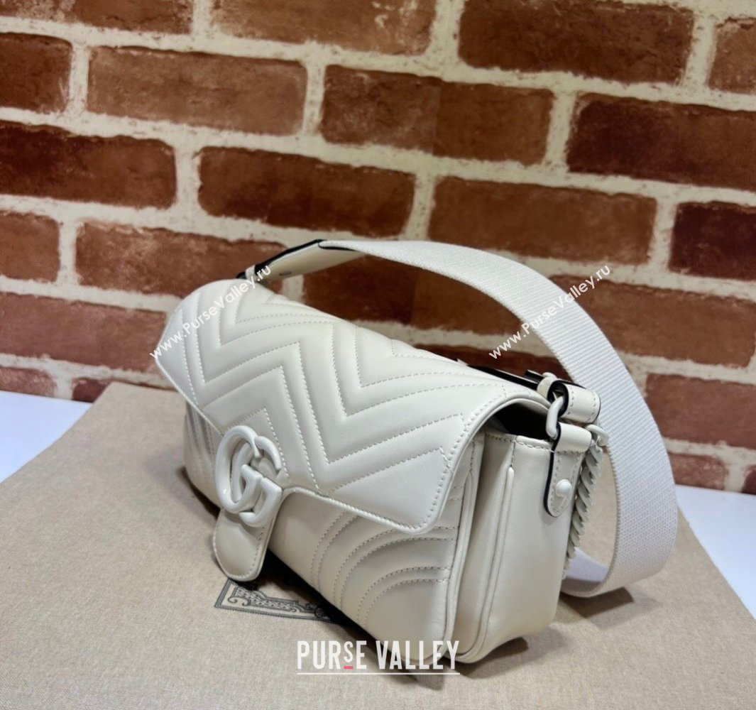 Gucci GG Marmont shoulder bag 734814 leather White with Brass hardware 2024 (dlh-23122206)