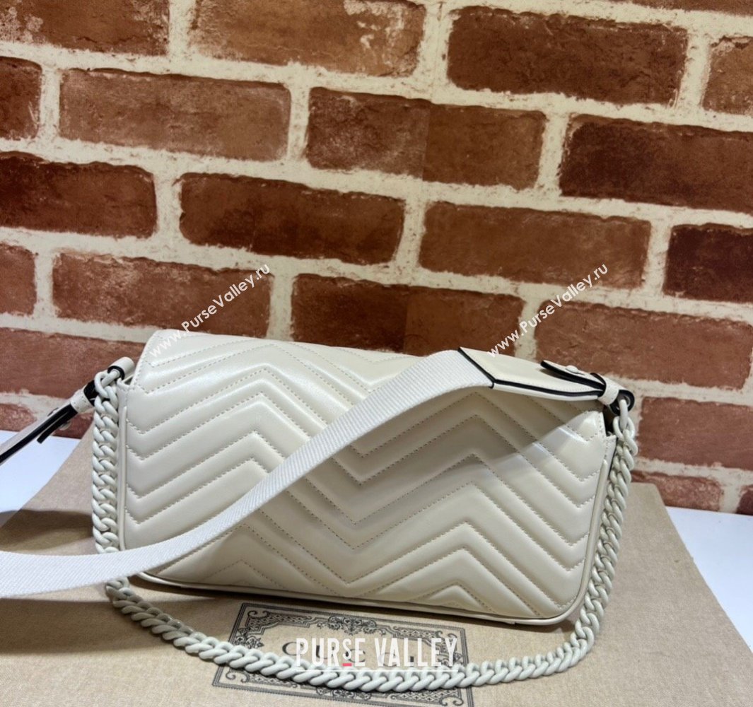 Gucci GG Marmont shoulder bag 734814 leather White with Brass hardware 2024 (dlh-23122206)
