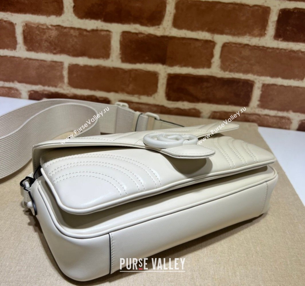 Gucci GG Marmont shoulder bag 734814 leather White with Brass hardware 2024 (dlh-23122206)