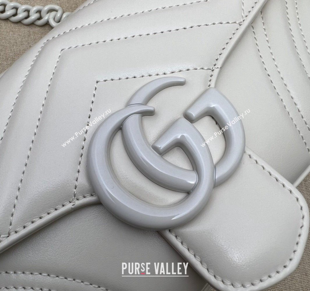 Gucci GG Marmont shoulder bag 734814 leather White with Brass hardware 2024 (dlh-23122206)