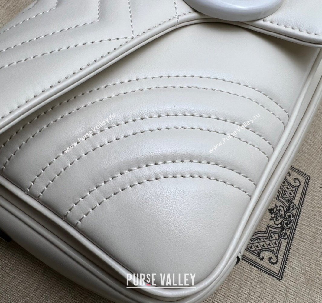 Gucci GG Marmont shoulder bag 734814 leather White with Brass hardware 2024 (dlh-23122206)