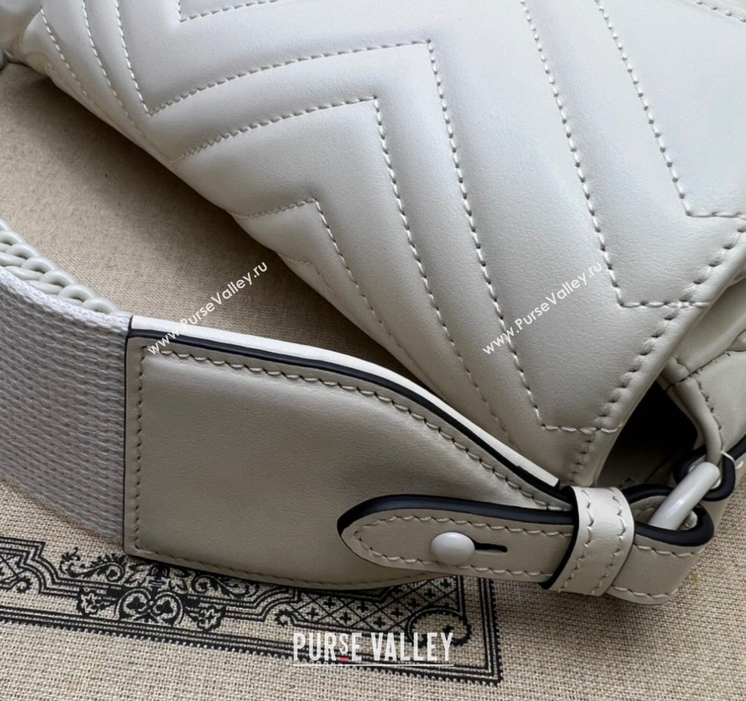 Gucci GG Marmont shoulder bag 734814 leather White with Brass hardware 2024 (dlh-23122206)