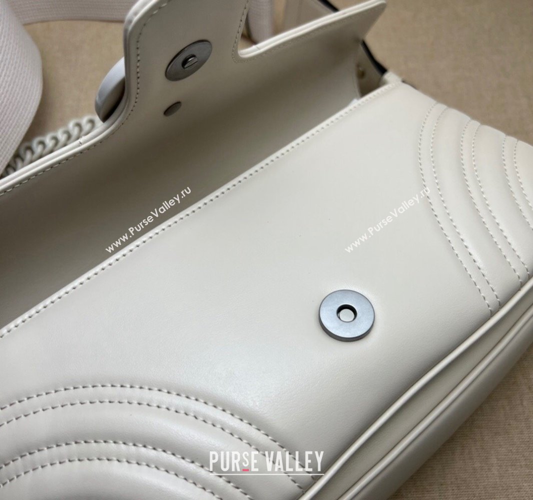 Gucci GG Marmont shoulder bag 734814 leather White with Brass hardware 2024 (dlh-23122206)