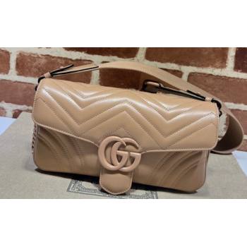 Gucci GG Marmont shoulder bag 734814 leather Nude with Brass hardware 2024 (dlh-23122207)