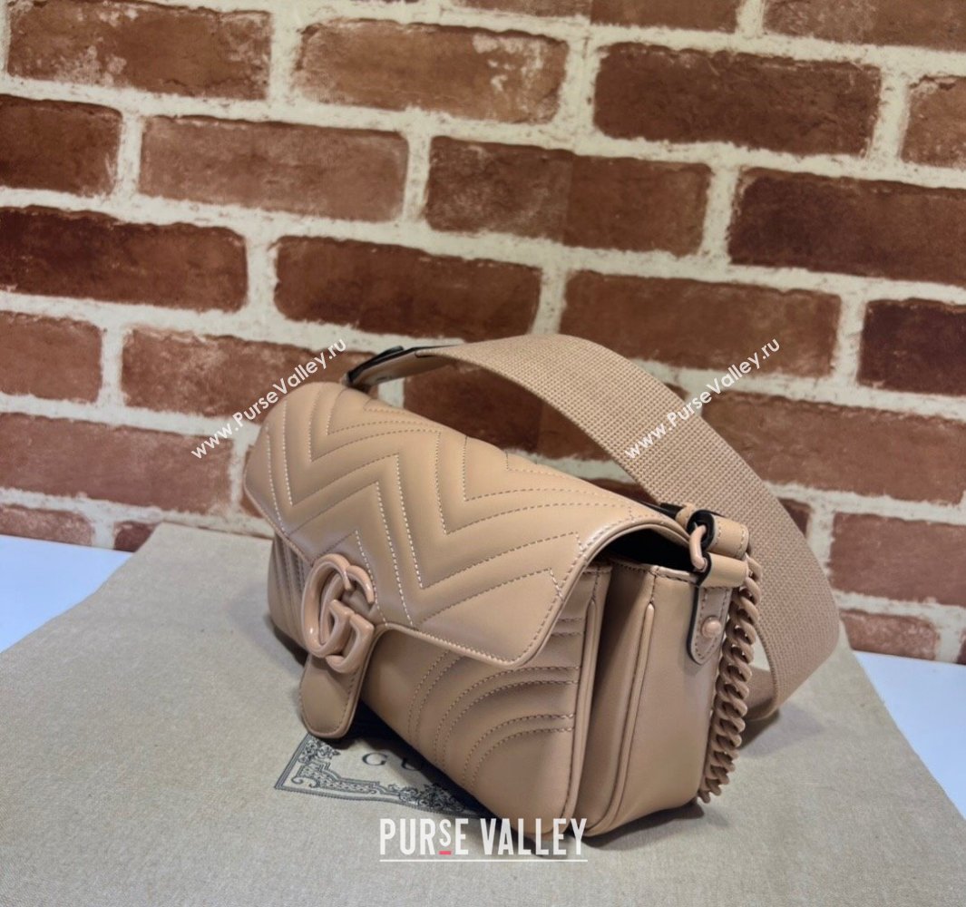 Gucci GG Marmont shoulder bag 734814 leather Nude with Brass hardware 2024 (dlh-23122207)