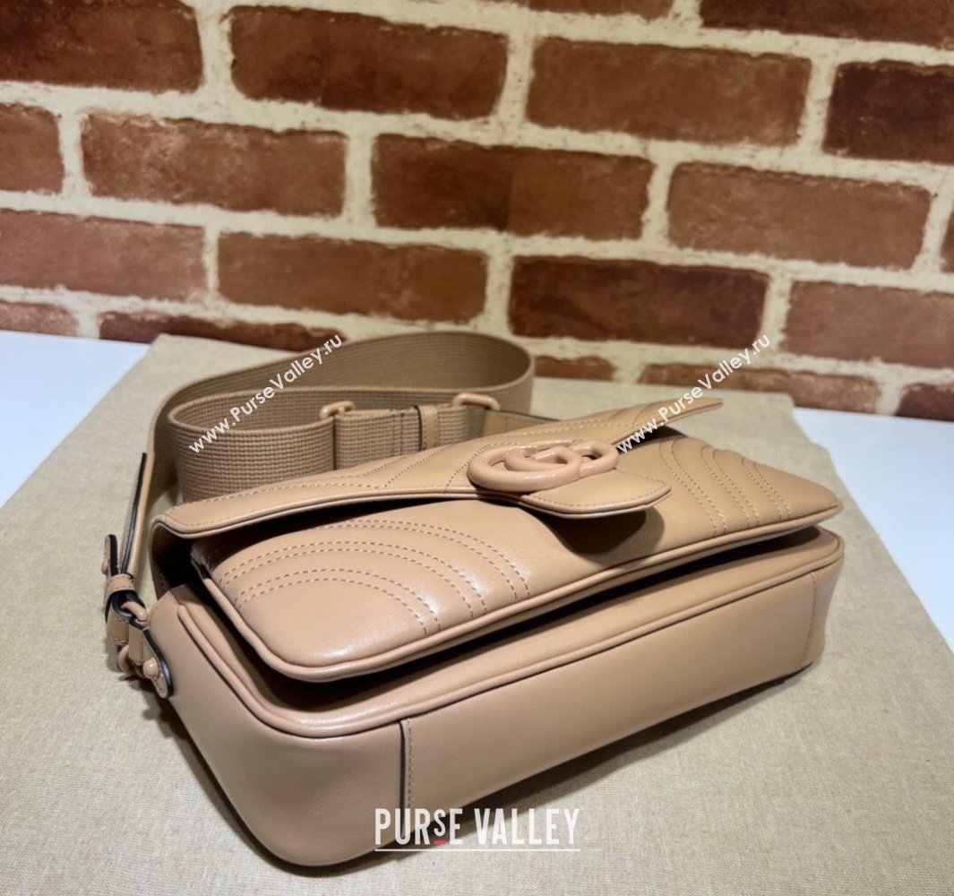 Gucci GG Marmont shoulder bag 734814 leather Nude with Brass hardware 2024 (dlh-23122207)