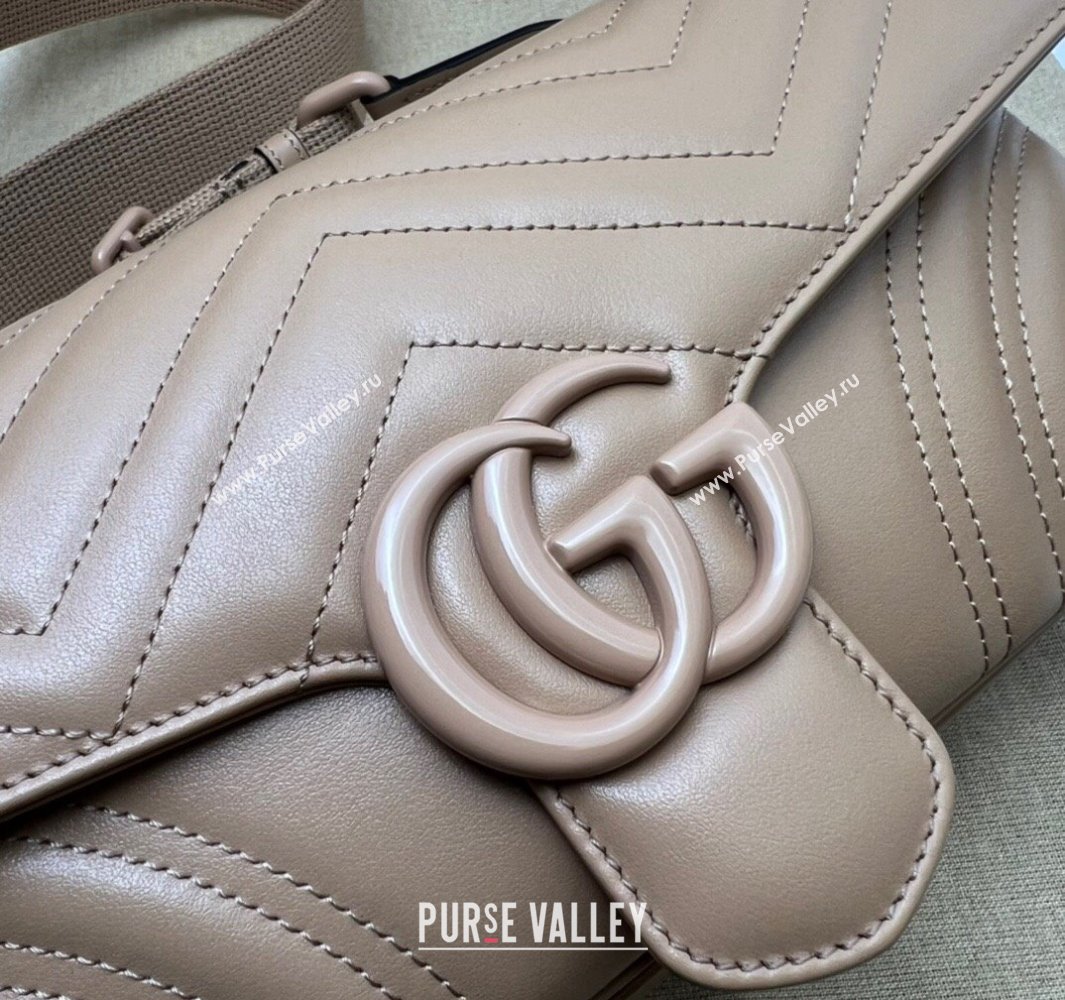 Gucci GG Marmont shoulder bag 734814 leather Nude with Brass hardware 2024 (dlh-23122207)
