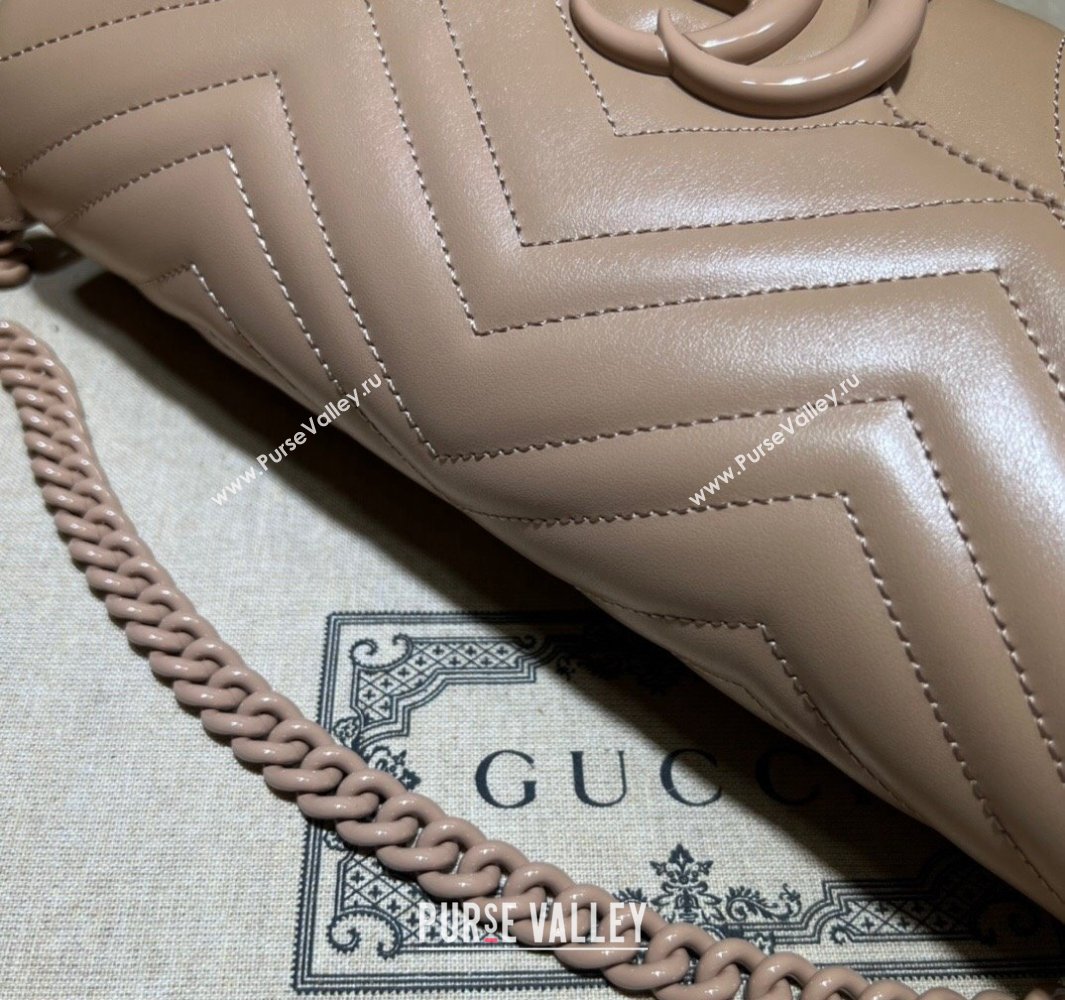 Gucci GG Marmont shoulder bag 734814 leather Nude with Brass hardware 2024 (dlh-23122207)